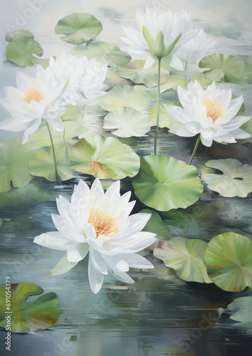 Leaf green lily lotus blooming spring background summer garden water plant flower blossom beauty