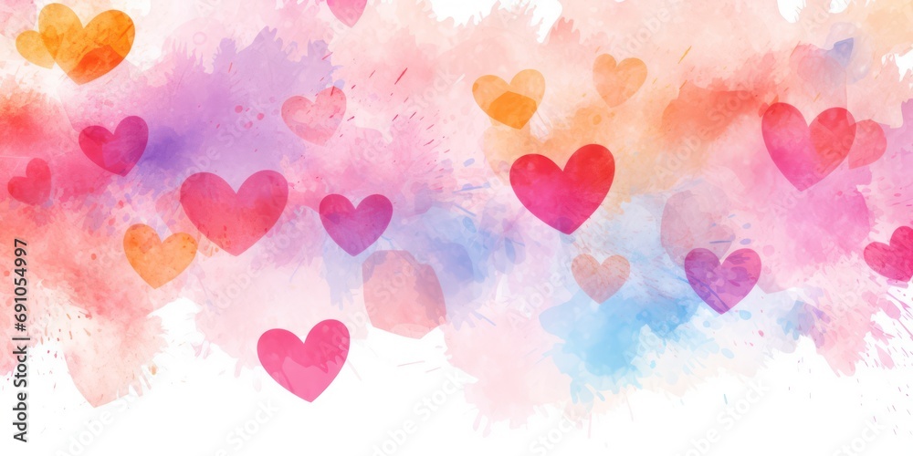 abstract background, Romantic and Playful, Watercolor texture, Abstract Hearts