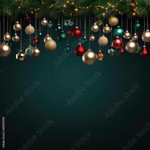 Christmas greeting card with various Christmas arrangements objects photo