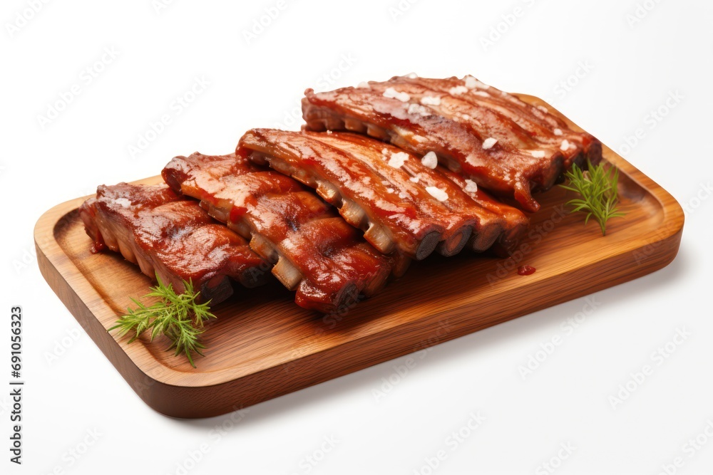 Grilled pork ribs isolated on transparent or white background