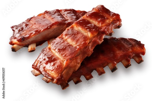 Grilled pork ribs isolated on transparent or white background