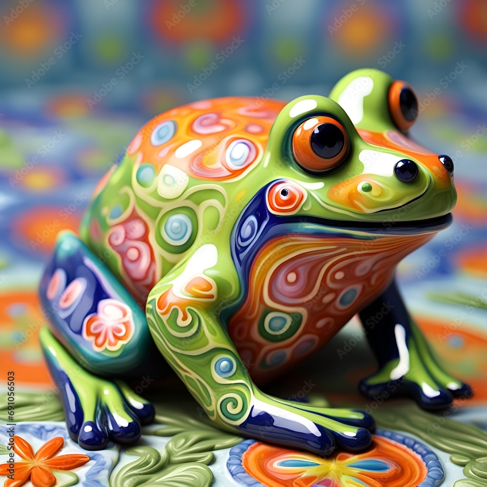 Brightly painted ceramic frog Brightly painted ceramic frog