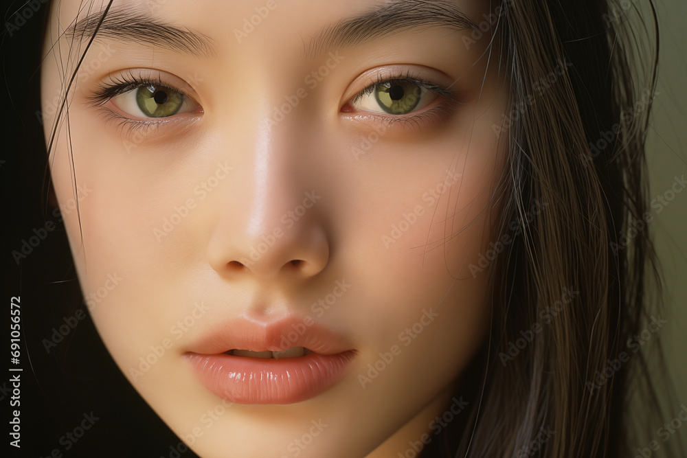 Obraz premium 見つめる女性のポートレート AI画像