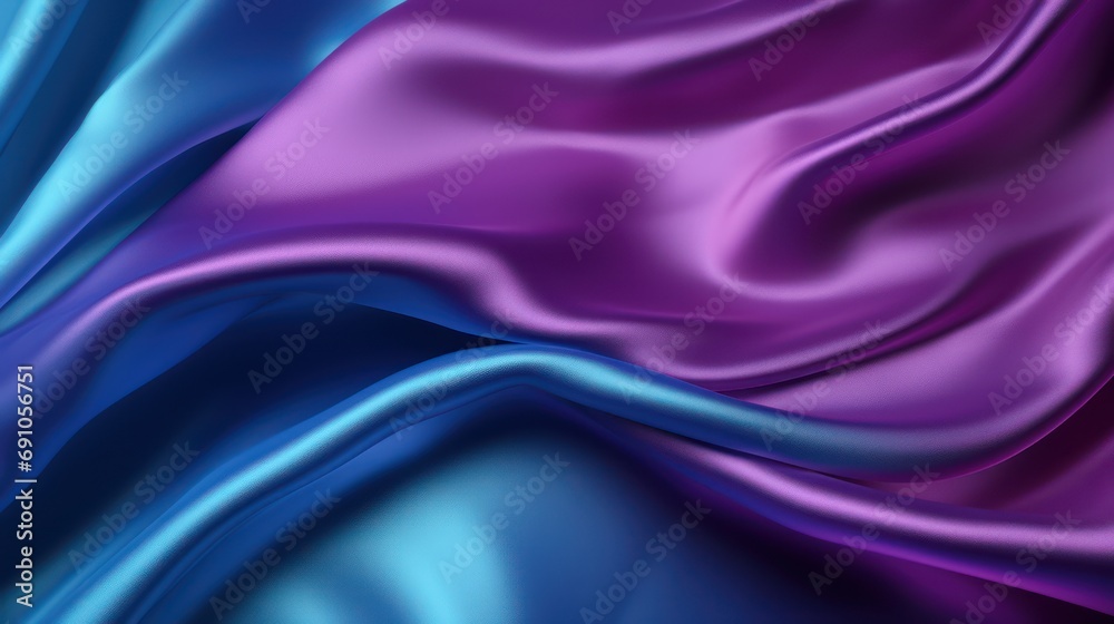 Fototapeta premium blue purple silk fabric texture luxurious background 3d Rendering, 4k Ultra hd
