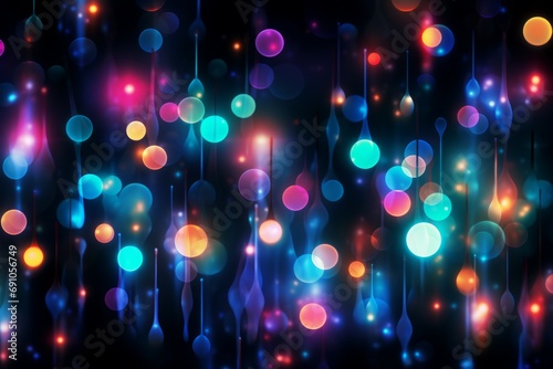 Colored seamless glowing bokeh blur polka dot circles background texture