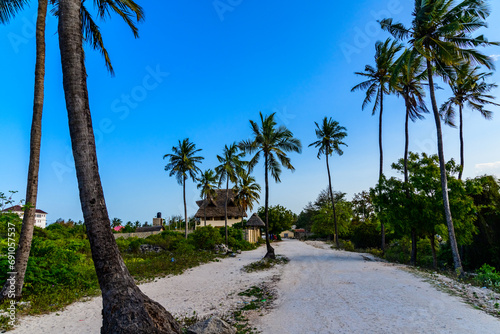 Road to beach at the Matemwe village at Zanzibar island, Tanzania photo