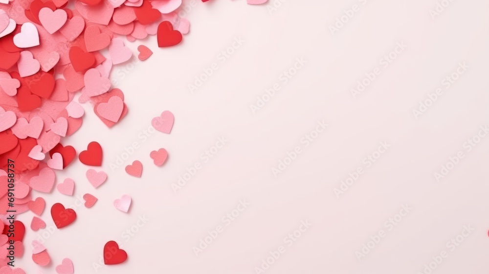 Coeurs de confettis en papier de saint valentin sur fond transparent 