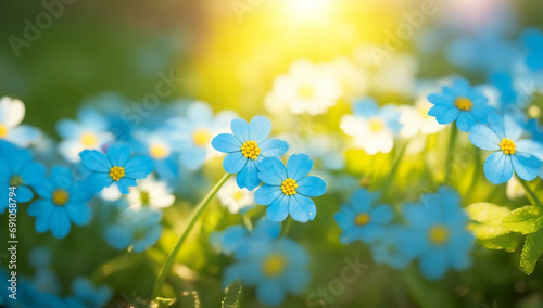 Nature background  forget-me-not flowers in the garden.AI