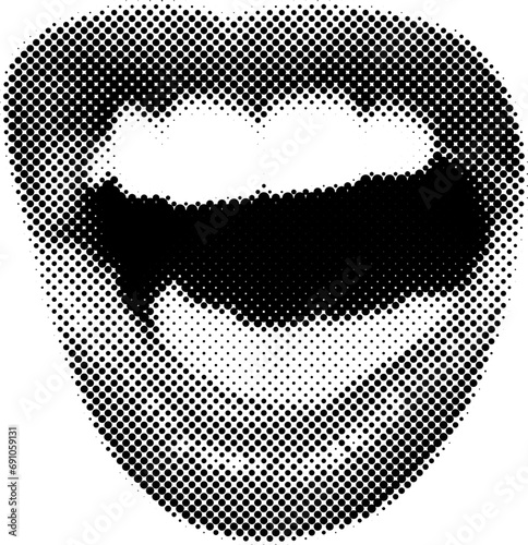 Halftone Lips Isolated Vector Design Element