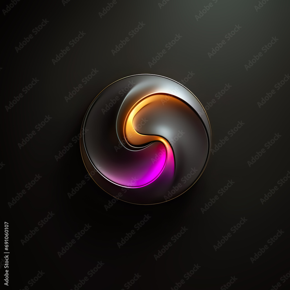 3d swirl design circular button on black background 3d swirl design circular button on black background