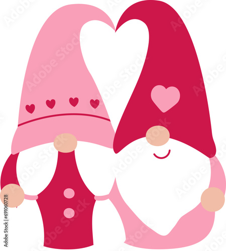 Cute Valentine's Day Couple Gnome vector