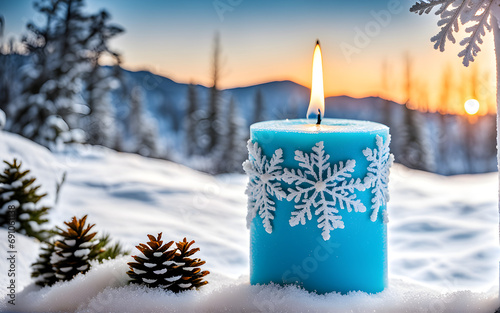 winter candle, generative AI © Kacho