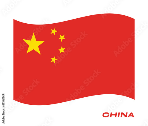 Flag Of China, China flag vector  illustration, National flag of China, China flag. Wavy flag of China.
