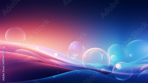 Digital background with gradient wavesand bubbles. Fabulous vibrant designe wallpaper. Relaxing design. Blue and purple colors photo