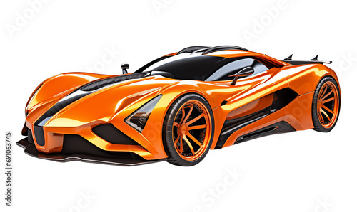 Orange and black modern sports concept car isolated on transparent background.  3d rendering. © Vitalii