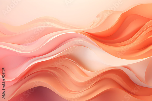 abstract background in pink and Peach Fuzz shades, wavy banner for your design. the color of 2024.