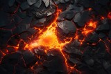 cracked ground with magma shining through. 