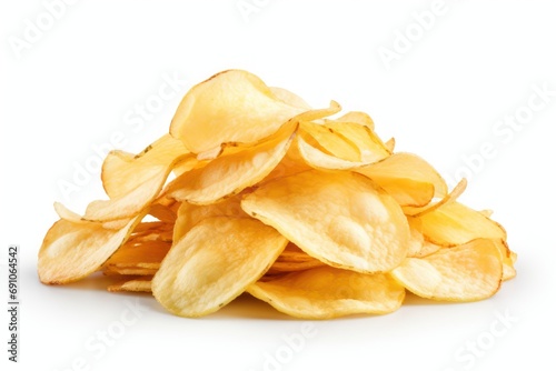 Natural potato chips isolated on transparent or white background photo
