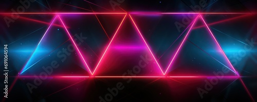 Neon abstract texture background with geometric lines, triangle form shapes