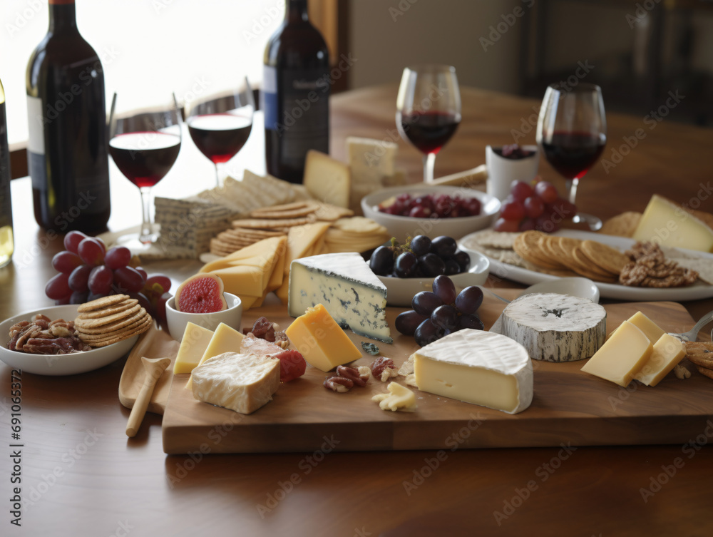A picturesque wine and cheese pairing