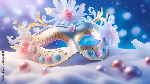 carnival mask on a blie background photo