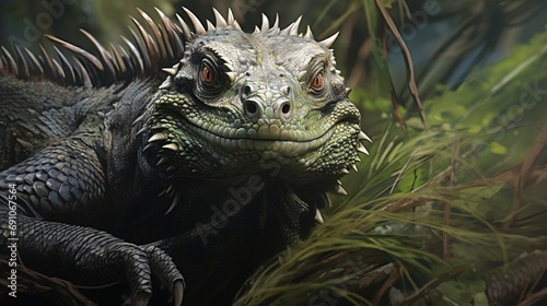 Native New Zealand Tuatara reptile Portrait