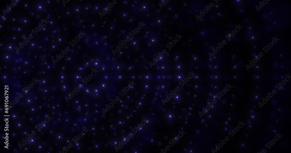 Glow Blue particles abstract background. Beautiful futuristic glittering in space on black background.