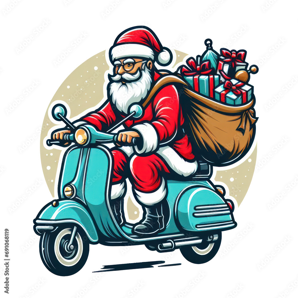 santa claus riding a scooter santa claus riding a scooter