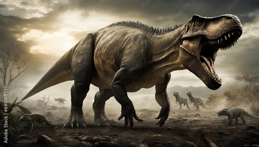 Fototapeta premium dinosaur era: Tyrannosaurus Rex, generative AI