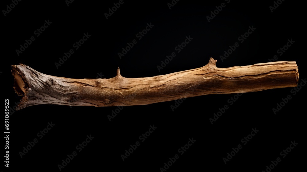 Fototapeta premium Dry tree branch on a black background isolated.