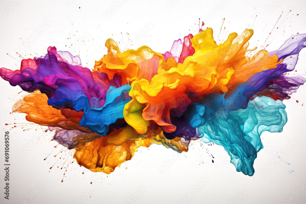 Multicolor colorful paint splatter. - obrazy, fototapety, plakaty 