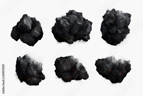 Set of coals isolated on transparent or white background