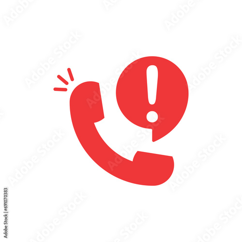 urgent call with handset and bubble. simple flat style trend modern logotype graphic design isolated on white background. concept of 24/7 delivery service or crisis support helpdesk or risk popup photo