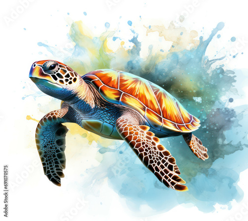 Reptile ocean tropical turtle nature wildlife animals background water illustration sea watercolor wild