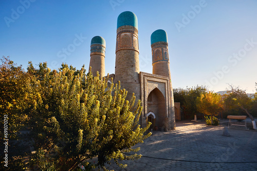 Chor Minor madrasah in center of Bukhara Uzbekistan photo