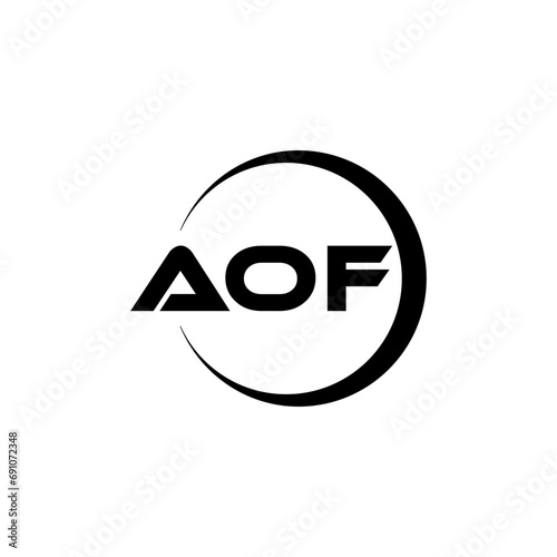 AOF letter logo design with white background in illustrator, cube logo, vector logo, modern alphabet font overlap style. calligraphy designs for logo, Poster, Invitation, etc. photo