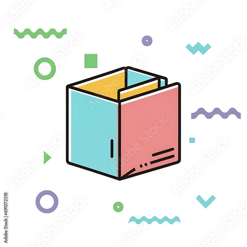 pastel colors , Folder  , logo , illustration , vector , cartoon , white outline , thin outline , sticker Generative AI
