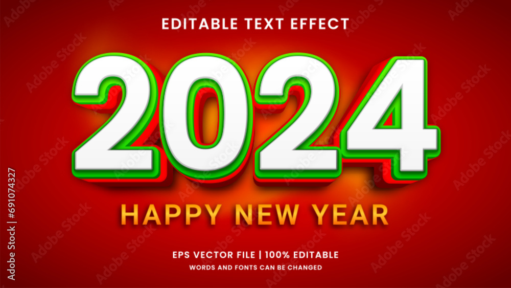 Happy New Year 2024 3d editable text effect