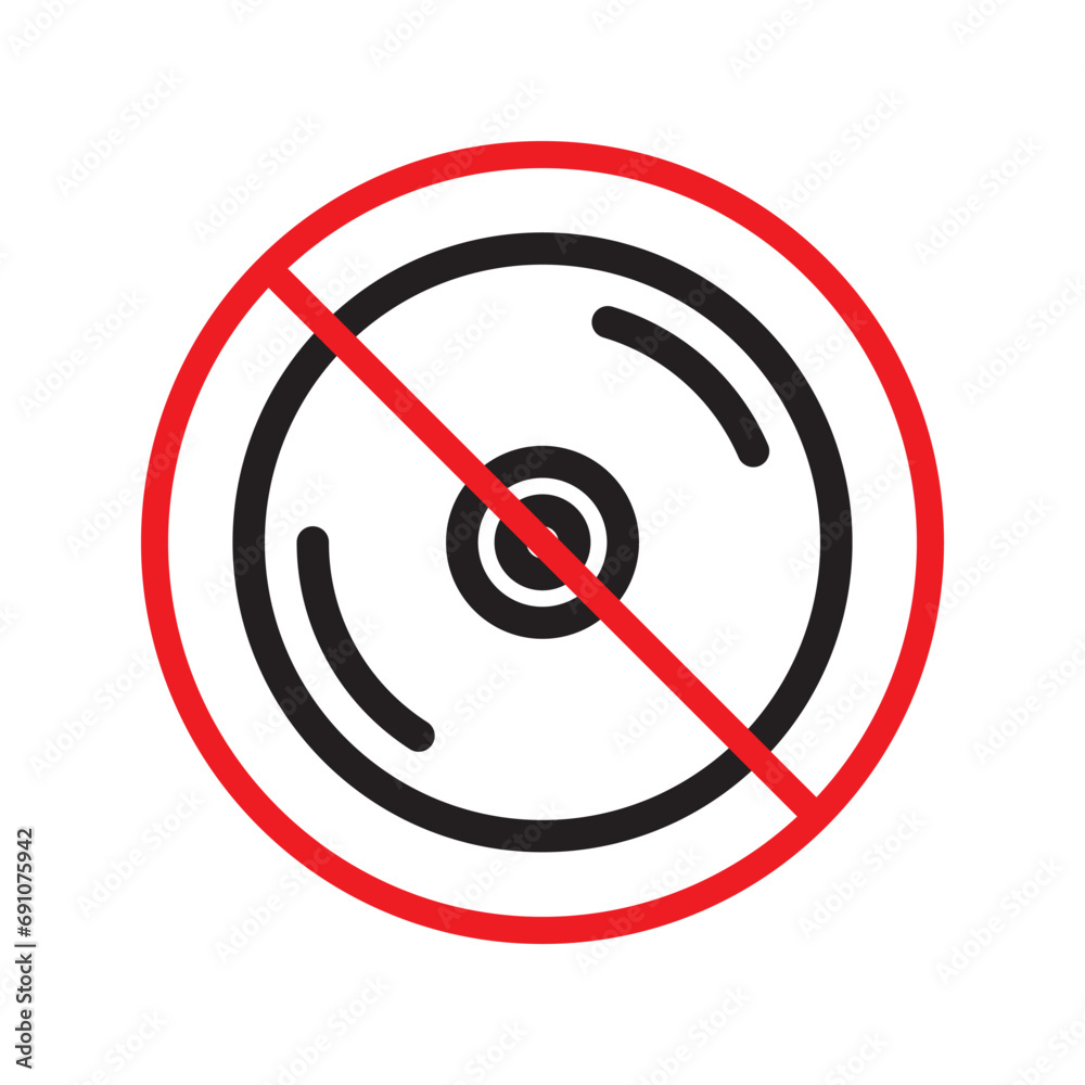 Prohibited CD vector icon. No DVD icon. Forbidden compact disc icon. No disc vector sign. Warning, caution, attention, restriction, danger flat sign design. DVD symbol pictogram Prohibited CD vector icon. No DVD icon. Forbidden compact disc icon. No disc vector sign. Warning, caution, attention, restriction, danger flat sign design. DVD symbol pictogram