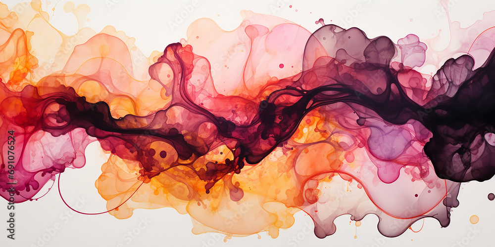abstract background, alcohol ink, stains and stains. colored smoke. Black, purple and orange