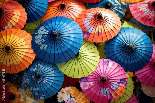Vibrant Parasols  Colorful parasols in gardens or parks