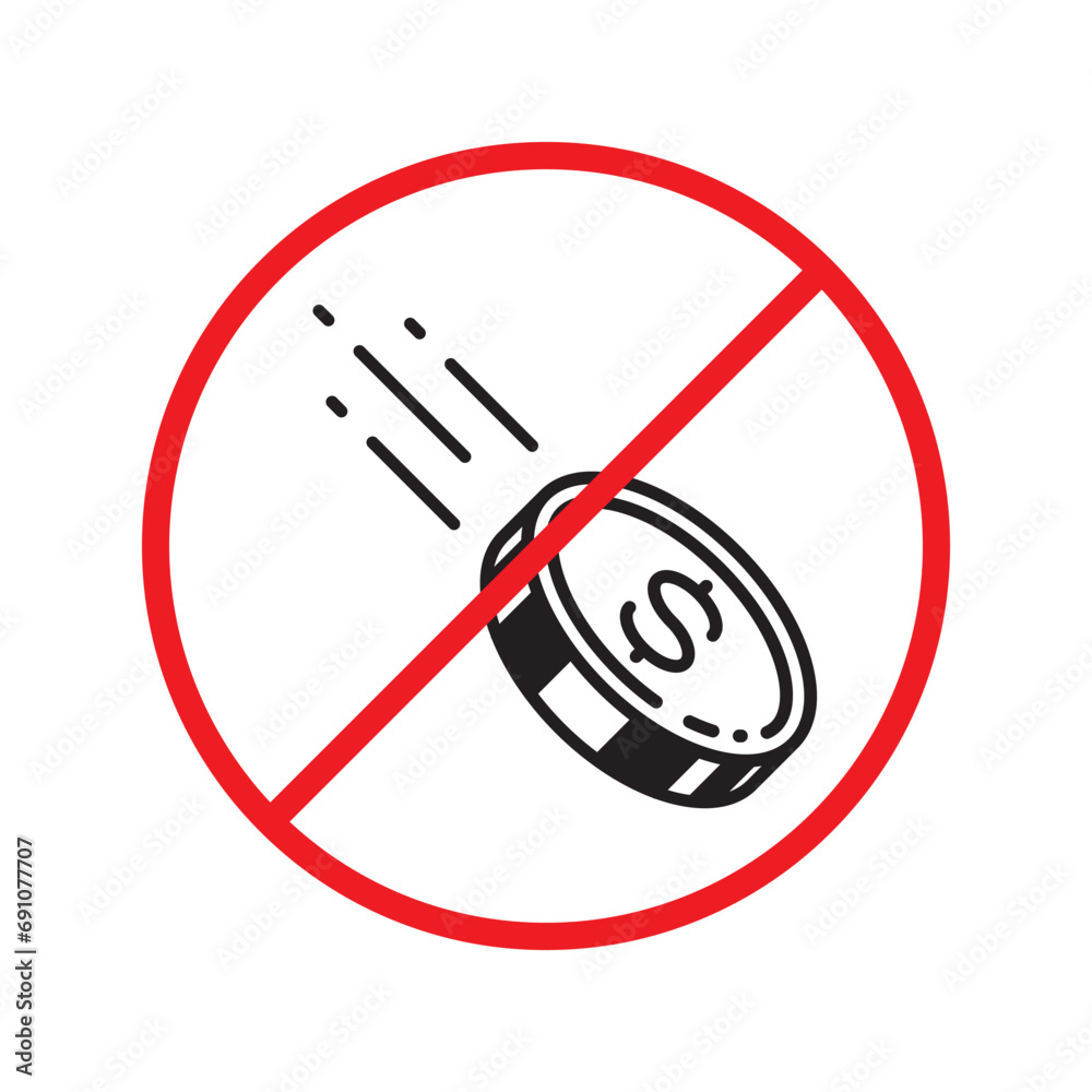 No cash icon. Forbidden payment icon. No money vector sign. Prohibited