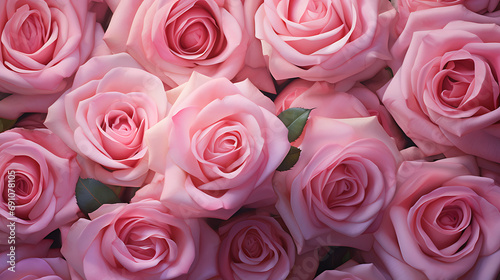 The allure of tempting pink roses  bathed in soft morning light. Generative Ai