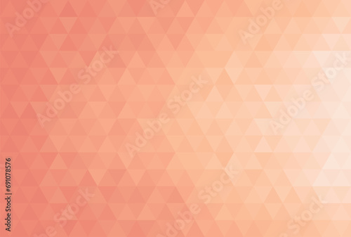 Gradient mosaic triangle shape background pattern. Color trend of 2024 Peach fuzz. Design texture elements for banners, covers, posters, backdrops, walls, wallpaper. Vector illustration.