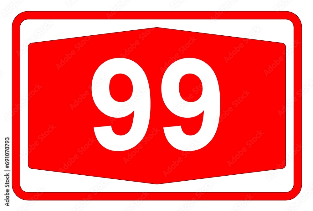 Illustration eines Autobahnschildes der Autobahn 99 in der Schweiz Illustration eines Autobahnschildes der Autobahn 99 in der Schweiz