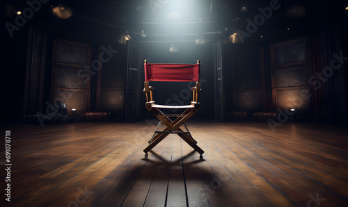 Obraz na płótnie The film director's chair is placed in the middle of the studio. w salonie