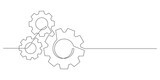 gears cogwheel continuous one line drawing minimalism mechanical engineering concept thin line