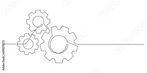 gears cogwheel continuous one line drawing minimalism mechanical engineering concept thin line photo