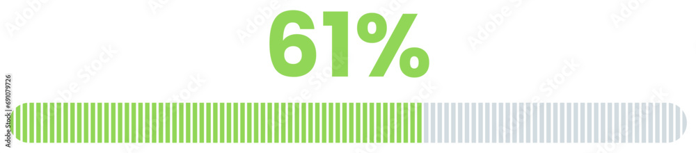 61% Loading. 61% progress bar Infographics vector, 61 Percentage ready ...