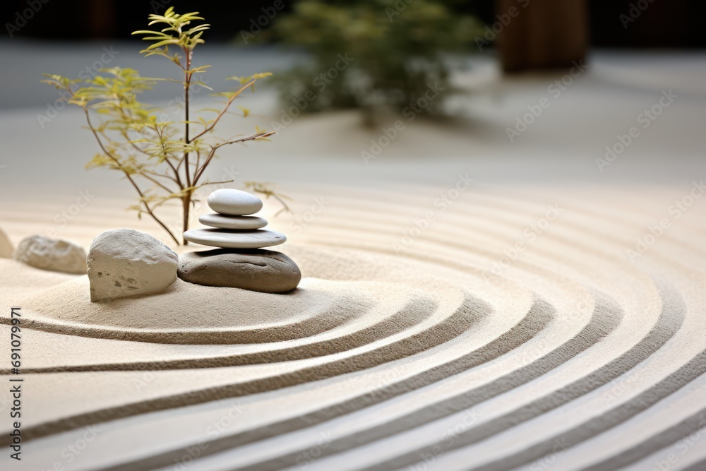 Zen Gardens: Tranquil Zen gardens with raked sand